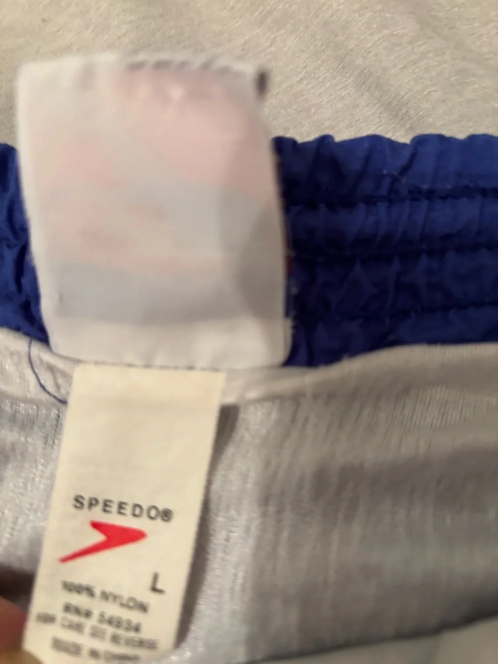 Vintage Speedo Blue Elastic Waist Swim Shorts with Drawstring L